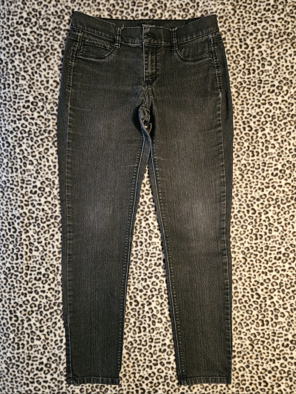WHBM Dark Charcoal Gray/Faded Black Skinny Leg Jeans (Jeggings), Size M